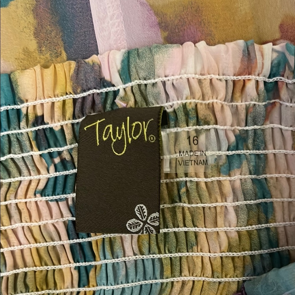 Taylor Asymmetrical Ruffled Pink and Yellow Sundress NWOT - Picture 7 of 8